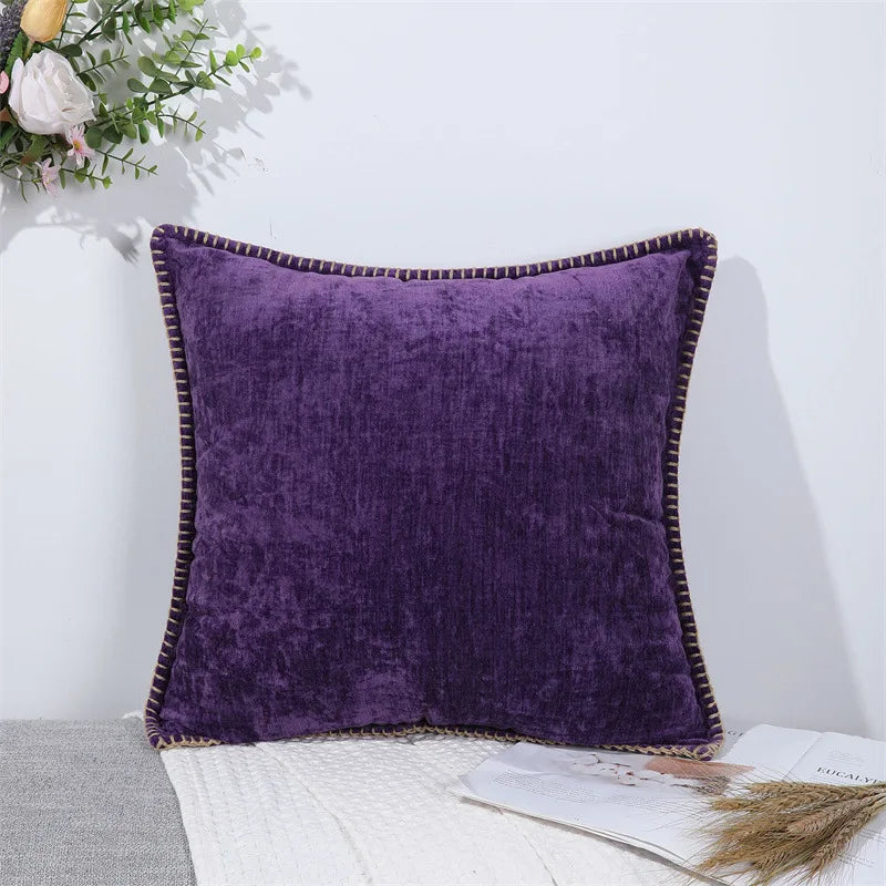 Luxurious Chenille Green Cushion Cover for Sofa Home Decor by Axyaa