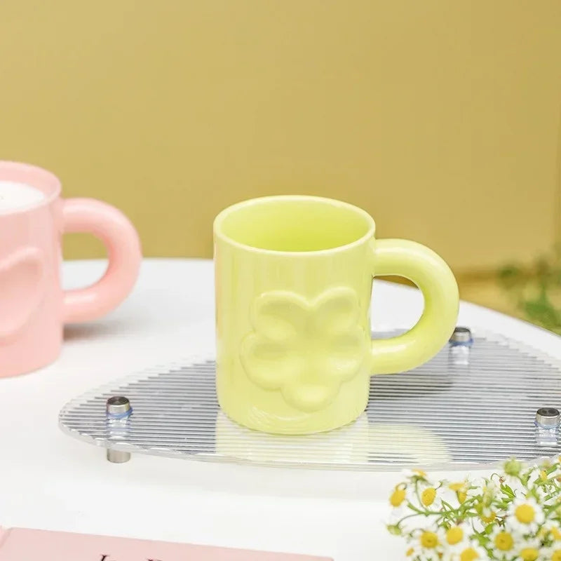 Axyaa Ceramic Mug Set - Breakfast Coffee Cup with Handle in Creative Design