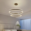 Axyaa Circle Rings LED Pendant Lights for Living Room Dining Room, Modern Acrylic Aluminum Chandelier