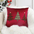 Axyaa Christmas Tree Embroidered Short Plush Pillowcase - Festive Living Room Decor