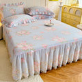 Axyaa Princess Lace Bed Skirt in Pure Cotton with Romantic Rose Floral Design