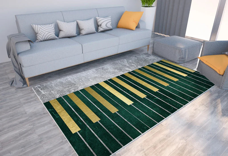 Axyaa Geometric Plaid Striped Print Carpet for Home Living Room and Bedroom Decor
