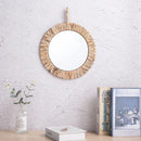 Rustic Rattan Wall Mirror Handmade by Axyaa - Round Bedroom Dressing Mirror