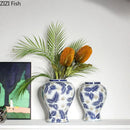 Axyaa Blue White Porcelain Vase Pots Flowers Arrangement Room Decor