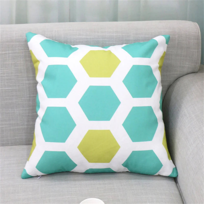 Axyaa Geometric Pattern Blue & White Pillow Case Home Decor Case