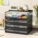 Axyaa 4-Tier Stackable Letter Tray Desk Organizer with Pen Holder