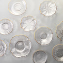 Axyaa Small Clear Glass Saucer Plates with Gold Rim