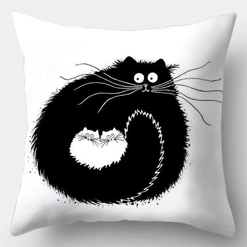 Watercolor Cat Pillowcase by Axyaa - 45cmX45cm Square Sofa Pillow - Loving Cat Design
