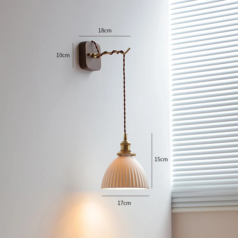 Axyaa Walnut Wooden LED Wall Lights Fixture Modern Indoor Lighting Nordic Wandlamp