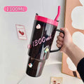 Axyaa 1300ml Tumbler Cup with Handle, Lid, Straw - Big Plastic Travel Drink Bottle