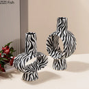 Axyaa Zebra Stripes Ceramic Vase Small Mouth Flower Arrangement Hydroponic Vase