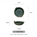 Axyaa Stone Pottery Double-eared Tray - Japanese Retro Ceramic Dish - Household Fruit Plate
