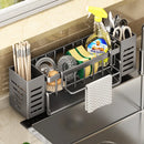 Axyaa Steel Sponge and Brush Holder Sink Caddy with Self-Drain Tray