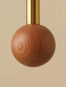 Axyaa Retro Fabric Pendant Light with Circular LED for Dining Room, Wooden Ball Fixtures E27