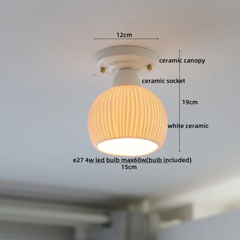 Axyaa Ceramic LED Ceiling Light - Creamy White Nordic Indoor Lamp
