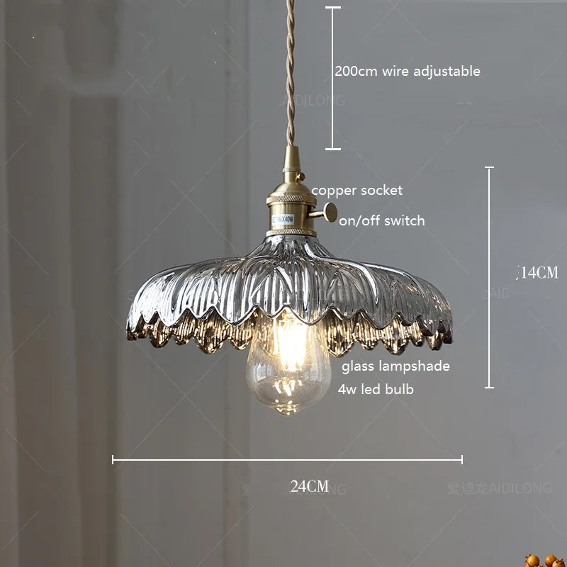Axyaa White Green Glass LED Pendant Light with Copper Socket