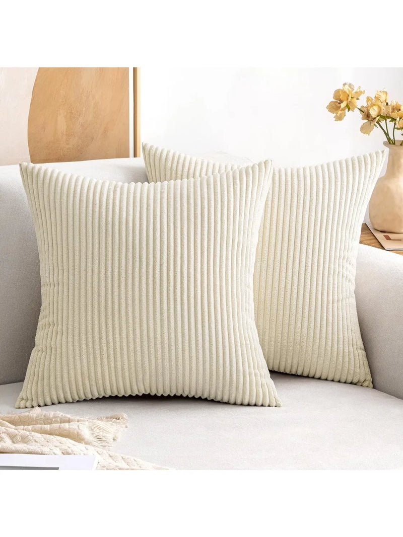 Axyaa Blue Corduroy Throw Pillow Covers 18x18 Decorative Boho Case
