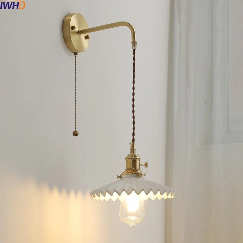Axyaa Ceramic Copper LED Wall Lamp Sconce - Nordic Stair Light Fixture
