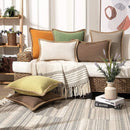 Axyaa Farmhouse Trimmed Burlap Linen Throw Pillow Cover Outdoor Fall Decor