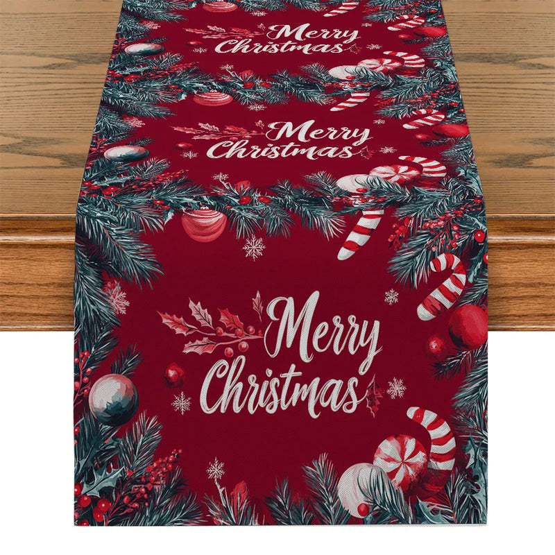 Axyaa Rustic Christmas Fir Table Runner for Dining Decorations and Events