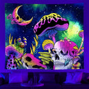 Skull Mushroom Fluorescent Tapestry Axyaa Home Decor Aesthetics Hippie Bedroom Living Room