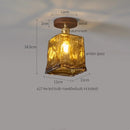 Axyaa Amber Glass LED Ceiling Lamp: Modern Aluminum Wood Light Fixture