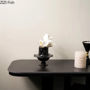 Axyaa Floral Resin Vase Desk Decoration with Artificial Flowers