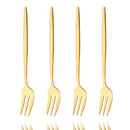 Axyaa Gold Fruit Cake Set: Mirror Stainless Steel Tea Fork, Snack Dessert, Small Salad Cutlery