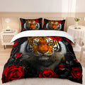 Axyaa Tiger 3D Print Comforter And Duvet Cover Set - Wild Animals Room Decor