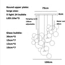 Axyaa Black White Glass Chandelier: Artistic Bubble LED Lighting for Large Living Room