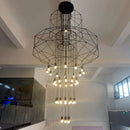 Axyaa Black Acrylic LED Pendant Chandelier | Modern Minimalist Line Design Indoor Lighting