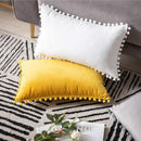 Axyaa Nordic Velvet Pillowcase with Pompoms Edge - Soft Cushion Cover for Home Decor