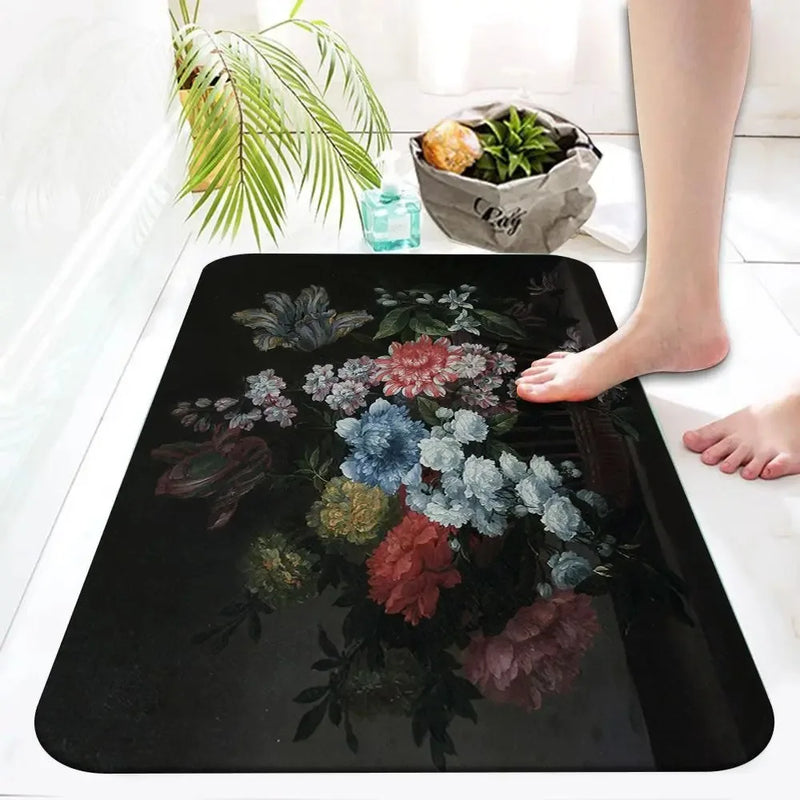 Axyaa Retro Floral Oil Painting Printed Area Rug for Home Decor