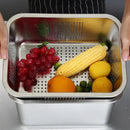 Axyaa Stainless Steel Rectangular Food Storage Tray with Drain, Ideal for Baking and Serving