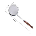 Axyaa Stainless Steel Colander with Wooden Handle Kitchen Skimmer Juice Filter