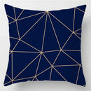 Axyaa Blue Geometric Marble Stripe Line Pillowcases - Set of 2