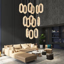 Axyaa Gold LED Chandeliers: Modern Staircase Pendant Lamps