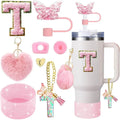 Axyaa Cup Accessories Set: Butterfly Straw, Cover, Cap, Boot, Handle Charm, Initials Sticker