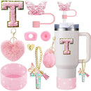Axyaa Cup Accessories Set: Butterfly Straw, Cover, Cap, Boot, Handle Charm, Initials Sticker