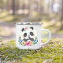 Axyaa Flower Panda Enamel Water Cup with Handle - Kid's Creative Drink Mug