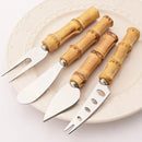 Axyaa Bamboo Cheese Knives Set - Stainless Steel Cutlery for Cheese-Lovers
