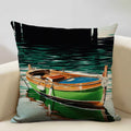 Axyaa Boat Pattern Linen Cushion Cover for Home Sofa Decor