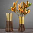 Axyaa Gold Metal Glass Vase - Round Flower Arrangement Home Decor