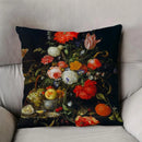 Axyaa Black Floral Print Cushion Cover - Nordic Style Retro Home Decor