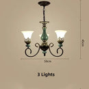 Axyaa Classic Ceramic Chandelier with Metal Iron Arm and Glass Lampshade