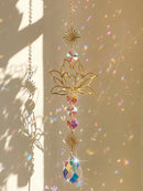 Axyaa Crystal Lotus Sun Catcher Chakra Rainbow Prism Home Decor
