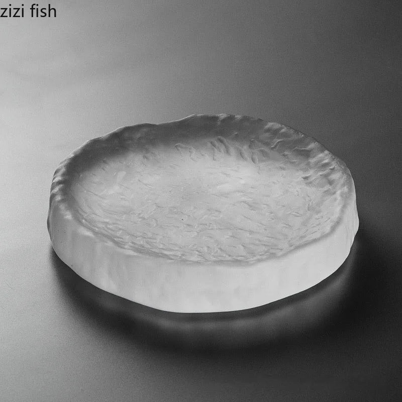 Axya Frosted Glass Tray for Tea Pot Mat Fruit Cake Dessert Storage