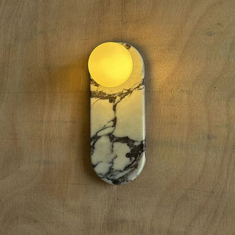Axyaa White Black Stone Wall Light with Glass Sconce for Indoor Spaces