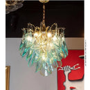 Axyaa Blue Glass Petal LED Pendant Chandelier for Home Decor Lighting