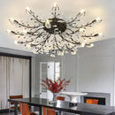 Axyaa Crystal Leaf Chandelier - Modern Semi-Embedded Lighting for Dining, Living, Bedroom